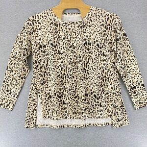New Directions Studio XL Leopard Print Long Sleeve Side Slit‎ Top